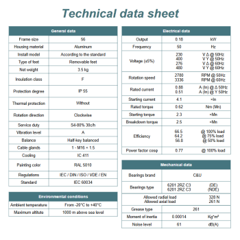 Silnik elektryczny 0,18kW 2800 obr/min. 56 B5